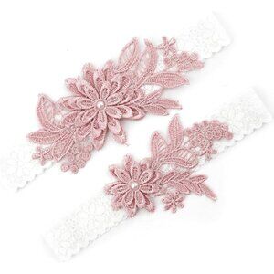 🆕Women Pink Garters Bride Wedding Garter Thigh Wedding Garter Set for Brid
